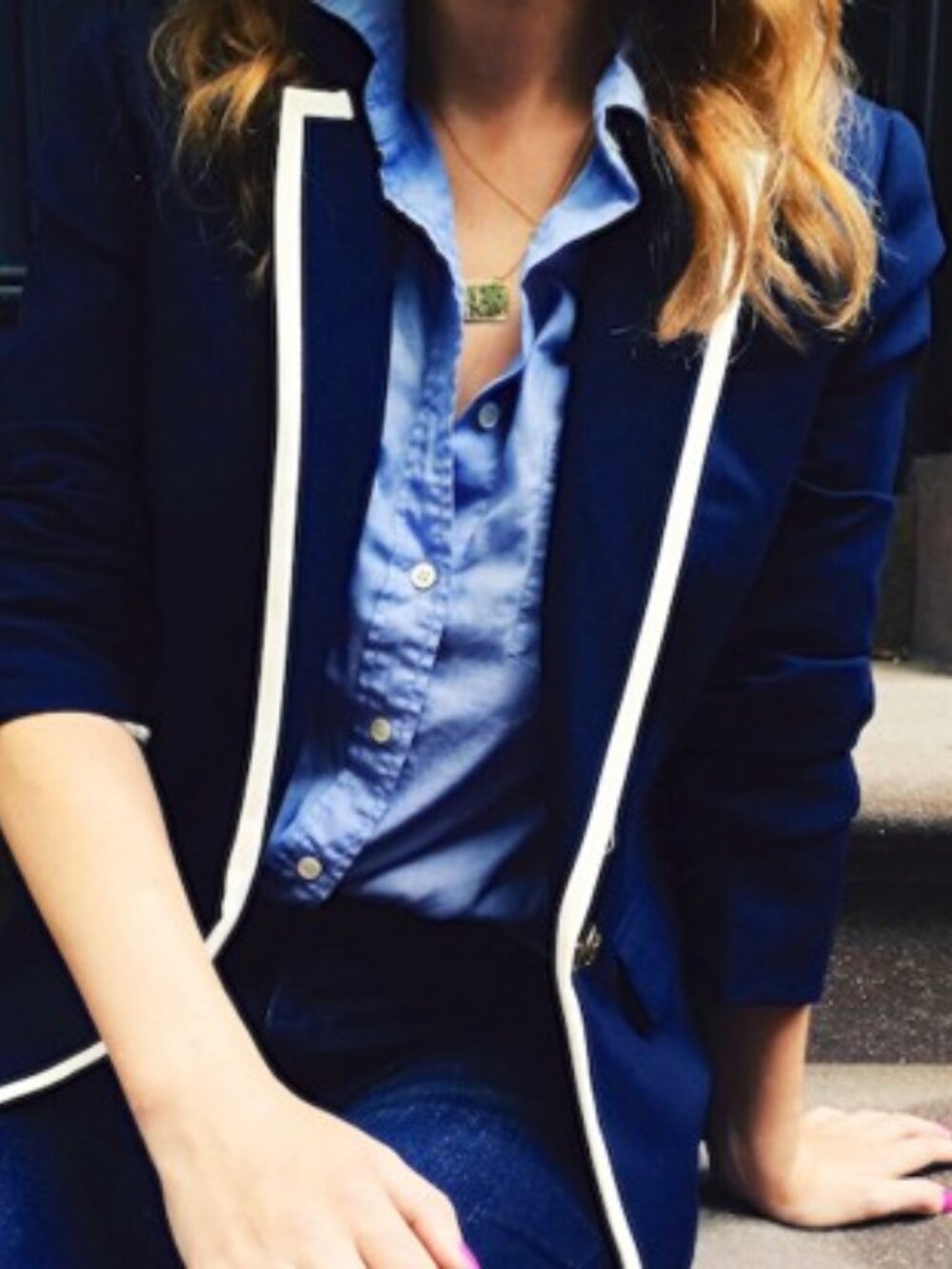 J.Crew tipped Schoolboy single button front blazer navy blue women's size 12